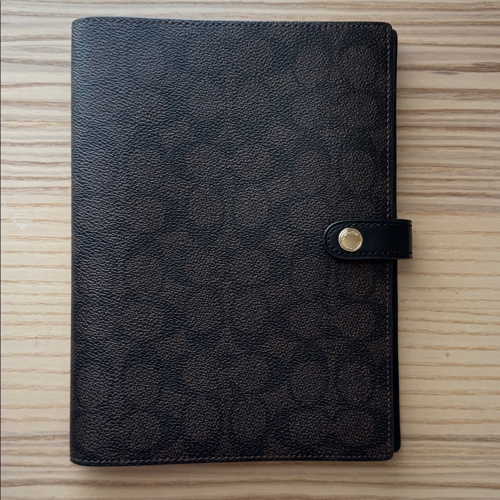 Coach Signature Canvas Notebook Cover Brown Black Monogram with Notebook